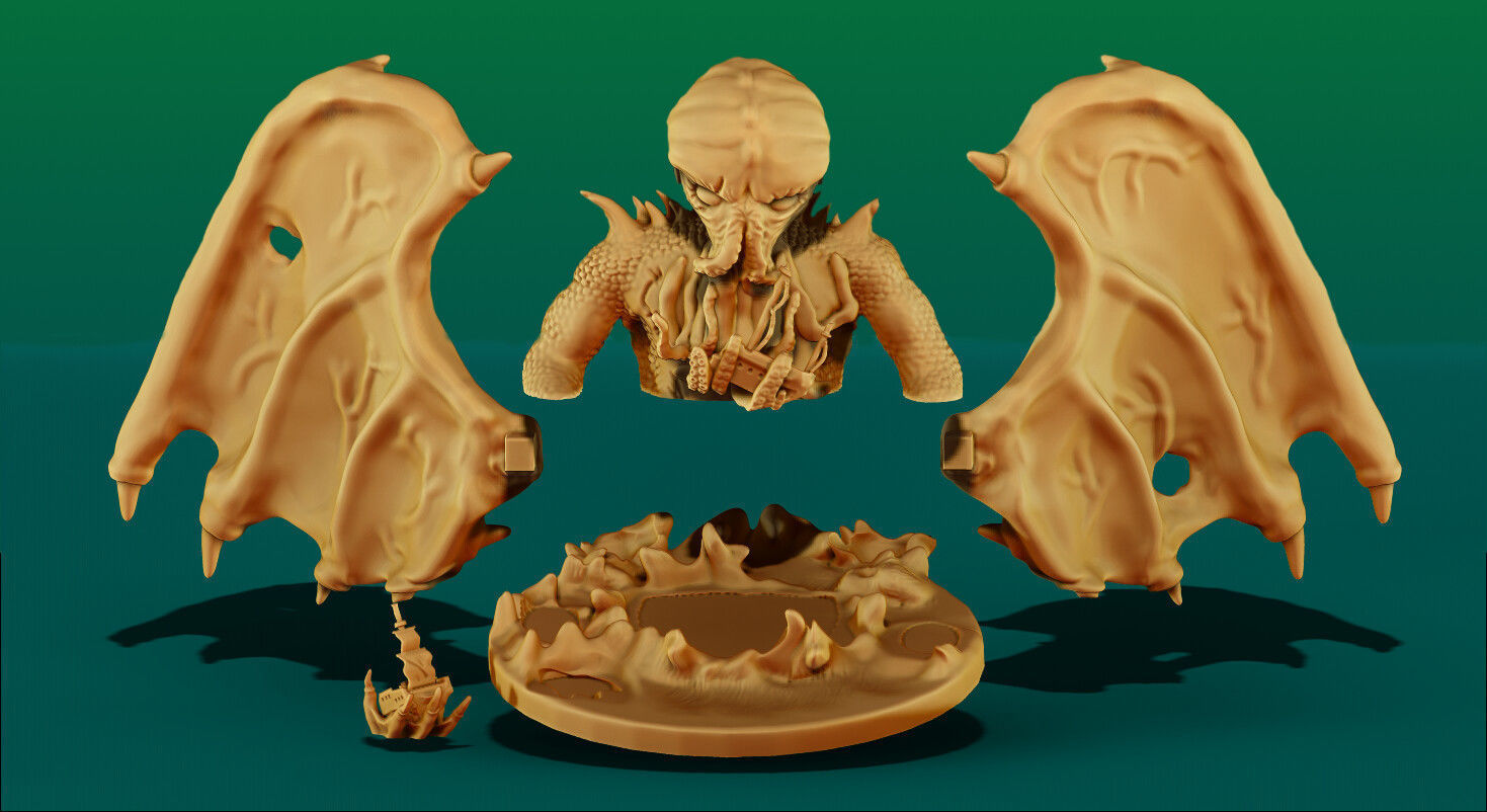 Great Cthulhu Lovecraft 3D Model Printable 3D Model Ancient One 3D print model_12
