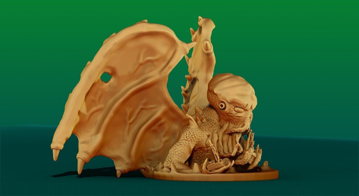 Great Cthulhu Lovecraft 3D Model Printable 3D Model Ancient One 3D print model_14