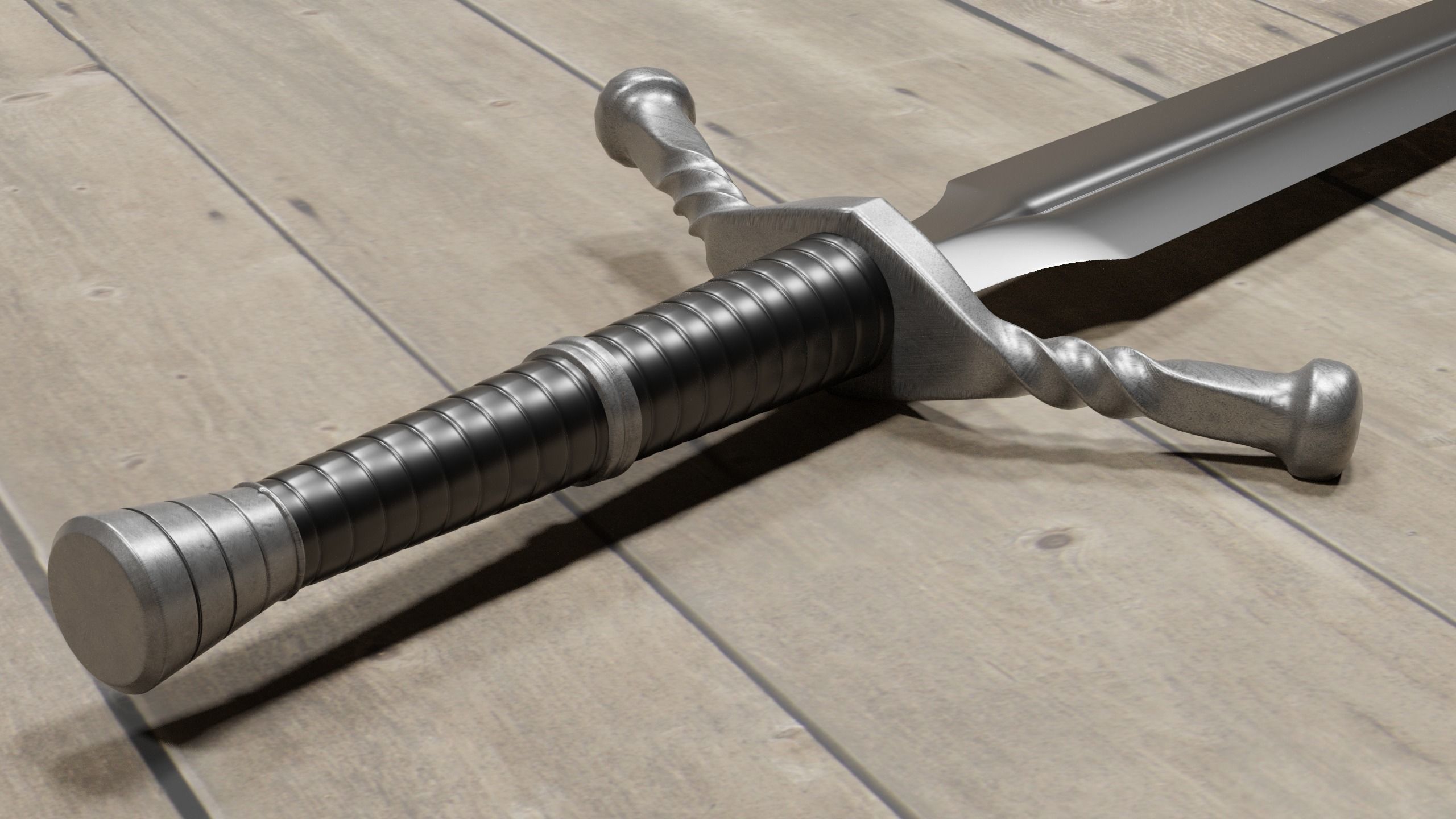 Witchers sword Low-poly 3D model_1