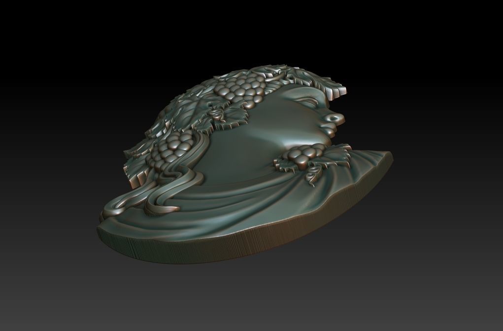 Cameo girl with grapes 3D print model_11