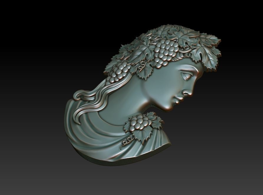 Cameo girl with grapes 3D print model_10