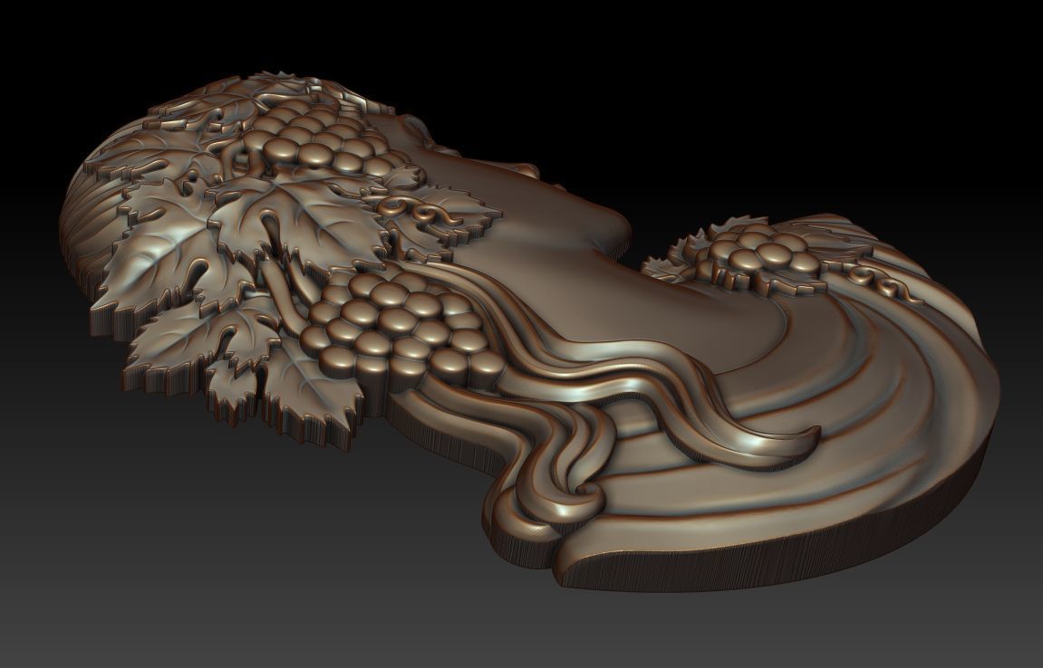 Cameo girl with grapes 3D print model_2