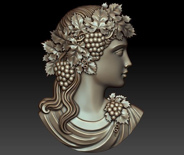 Cameo girl with grapes 3D print model