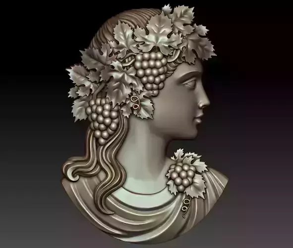 Cameo girl with grapes 3D print model