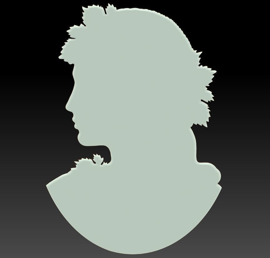 Cameo girl with grapes 3D print model_6