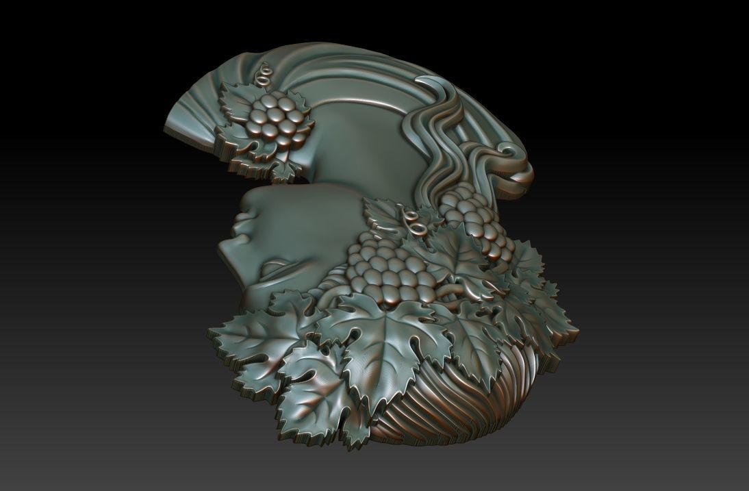 Cameo girl with grapes 3D print model_8