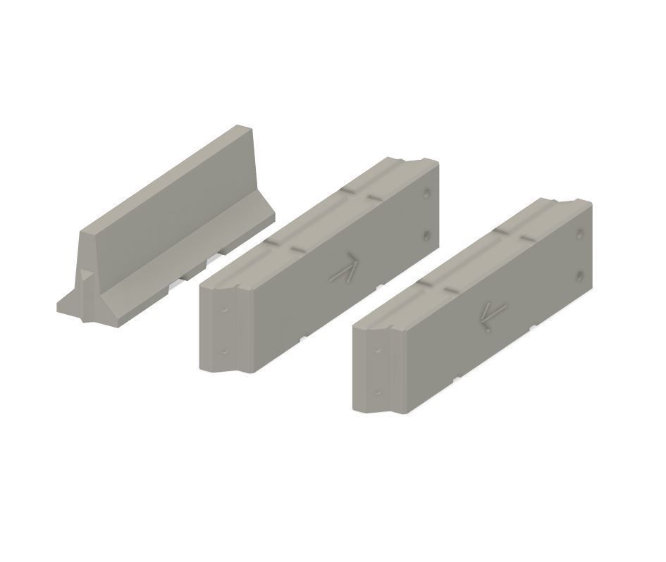 Model Railway - Concrete Road Barriers 3D print model_3