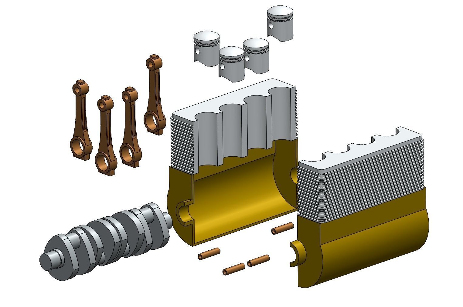 4 STROKE ENGINE 3D model_1