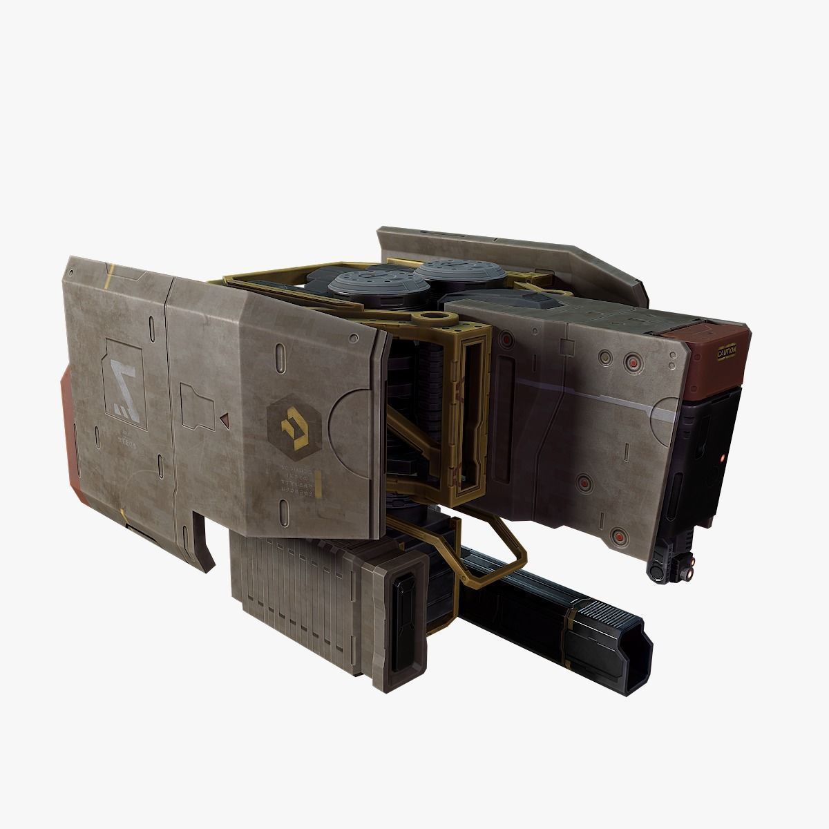 Drone Sci-fi Low-poly 3D model_2