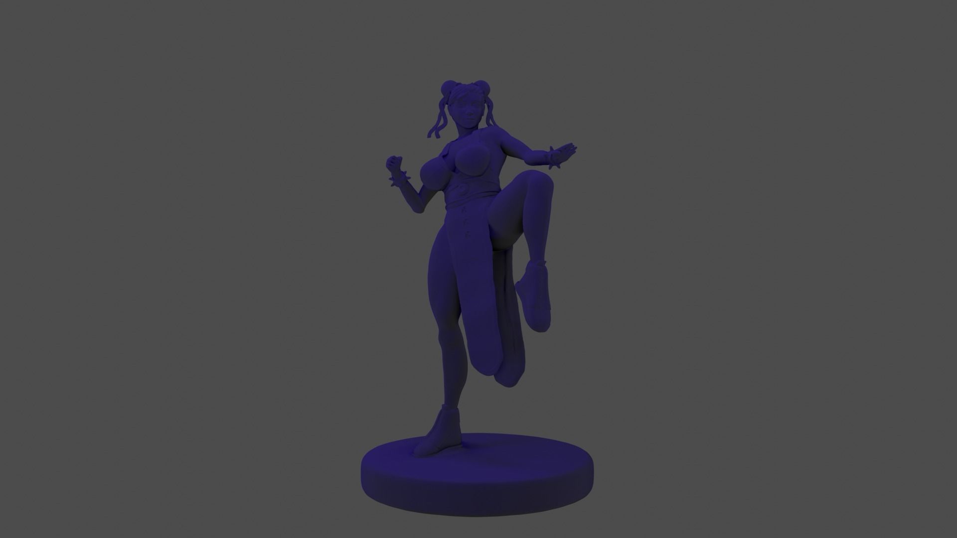 Chun Li Stylized Printable Model Big Breast 3D print model_3