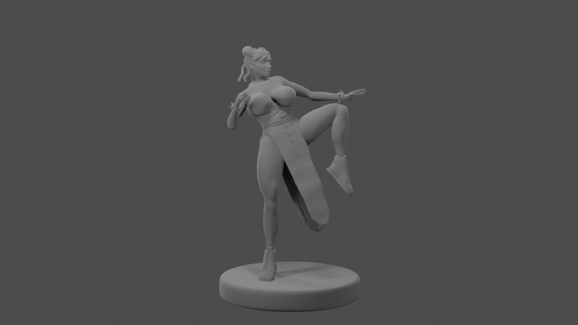 Chun Li Stylized Printable Model Big Breast 3D print model_8