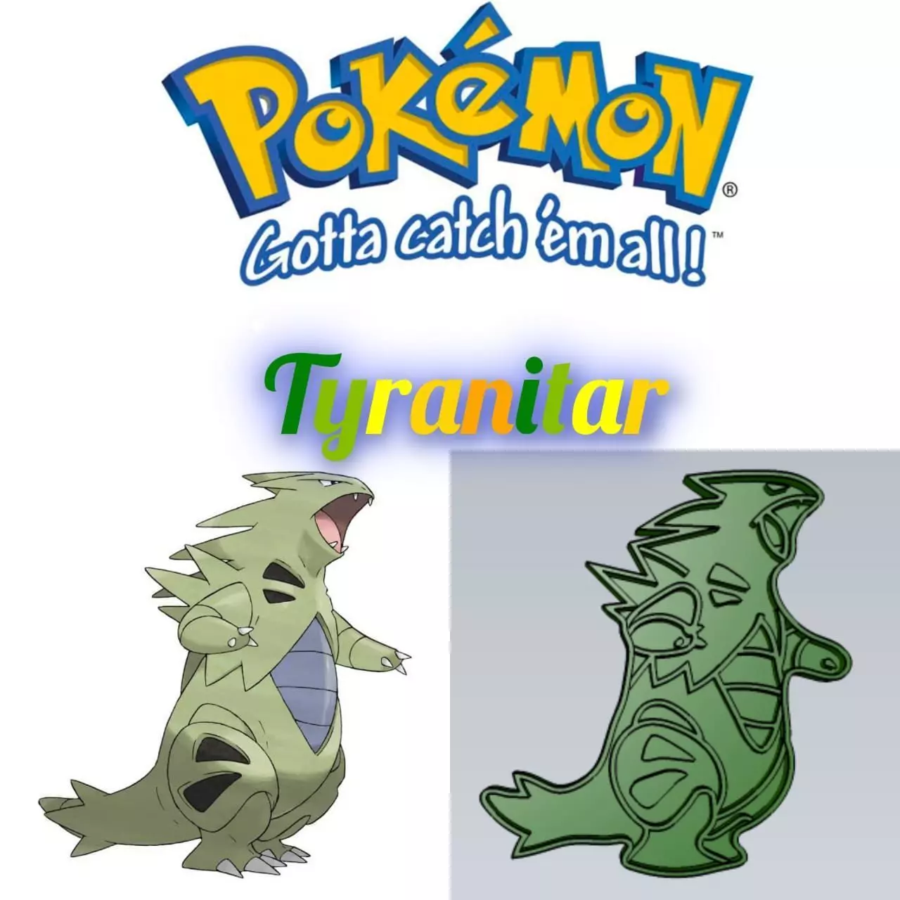 Amazing Pokemon Tyranitar Cookie Cutter Stamp Cake Decorating 3D model