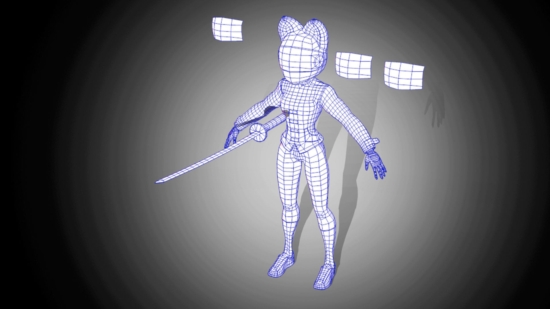 Katana Girl Low-poly 3D model_9