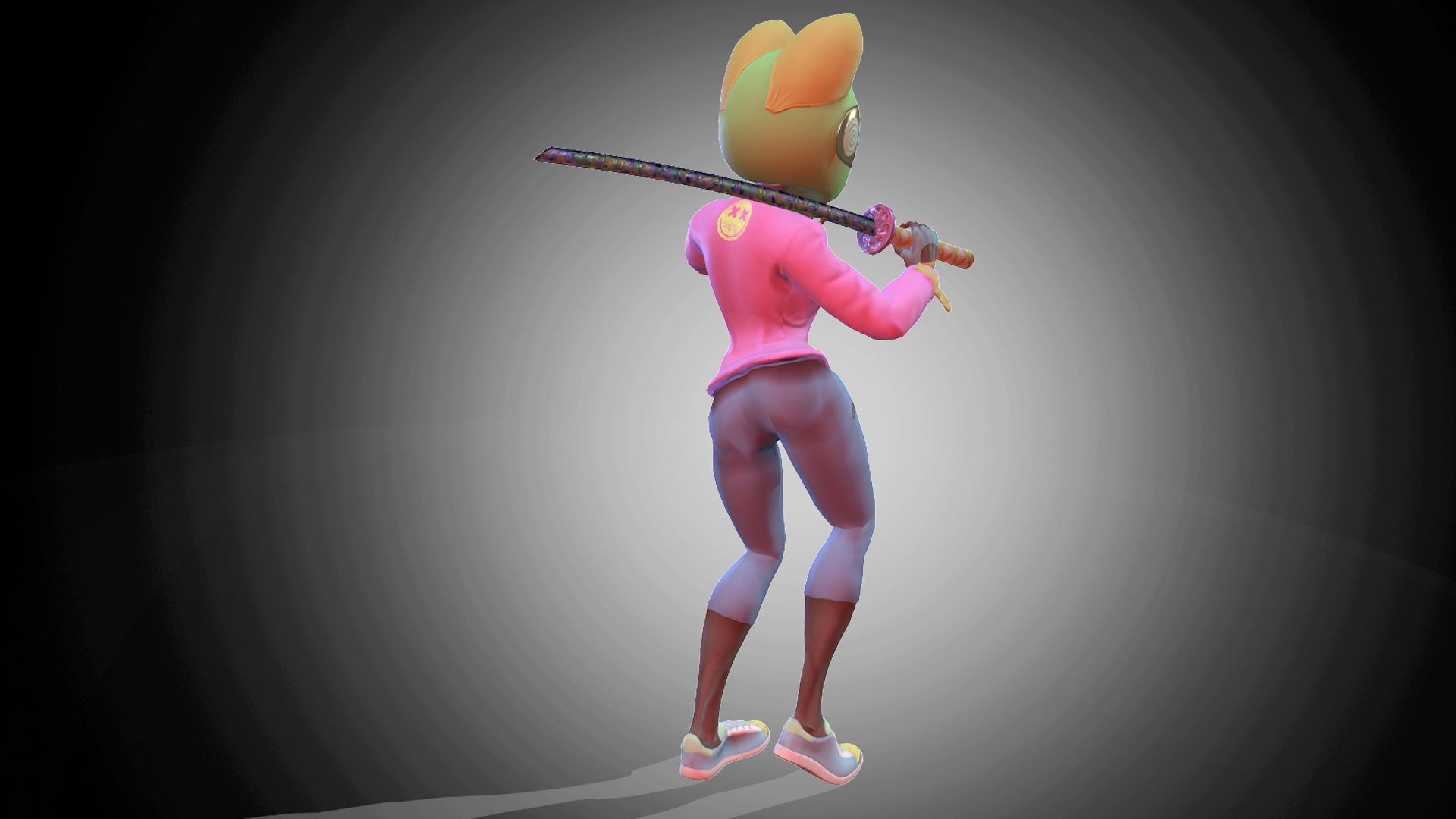 Katana Girl Low-poly 3D model_6