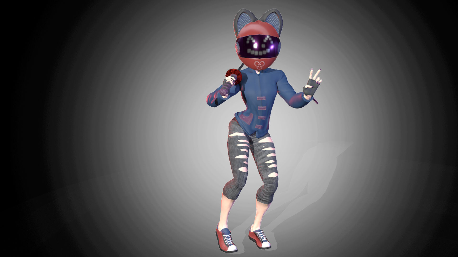 Katana Girl Low-poly 3D model_4