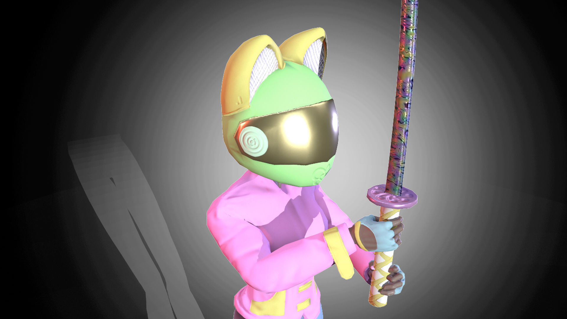 Katana Girl Low-poly 3D model_3