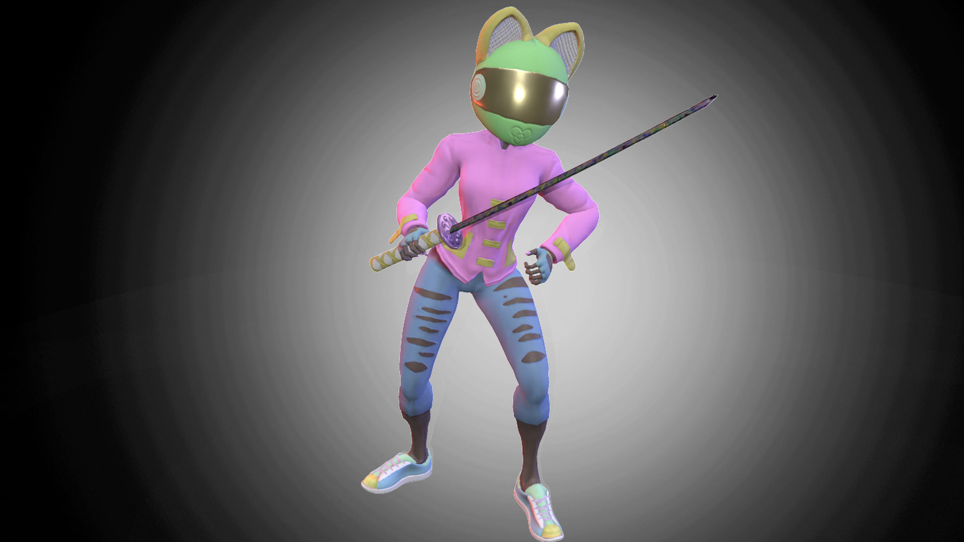 Katana Girl Low-poly 3D model_8
