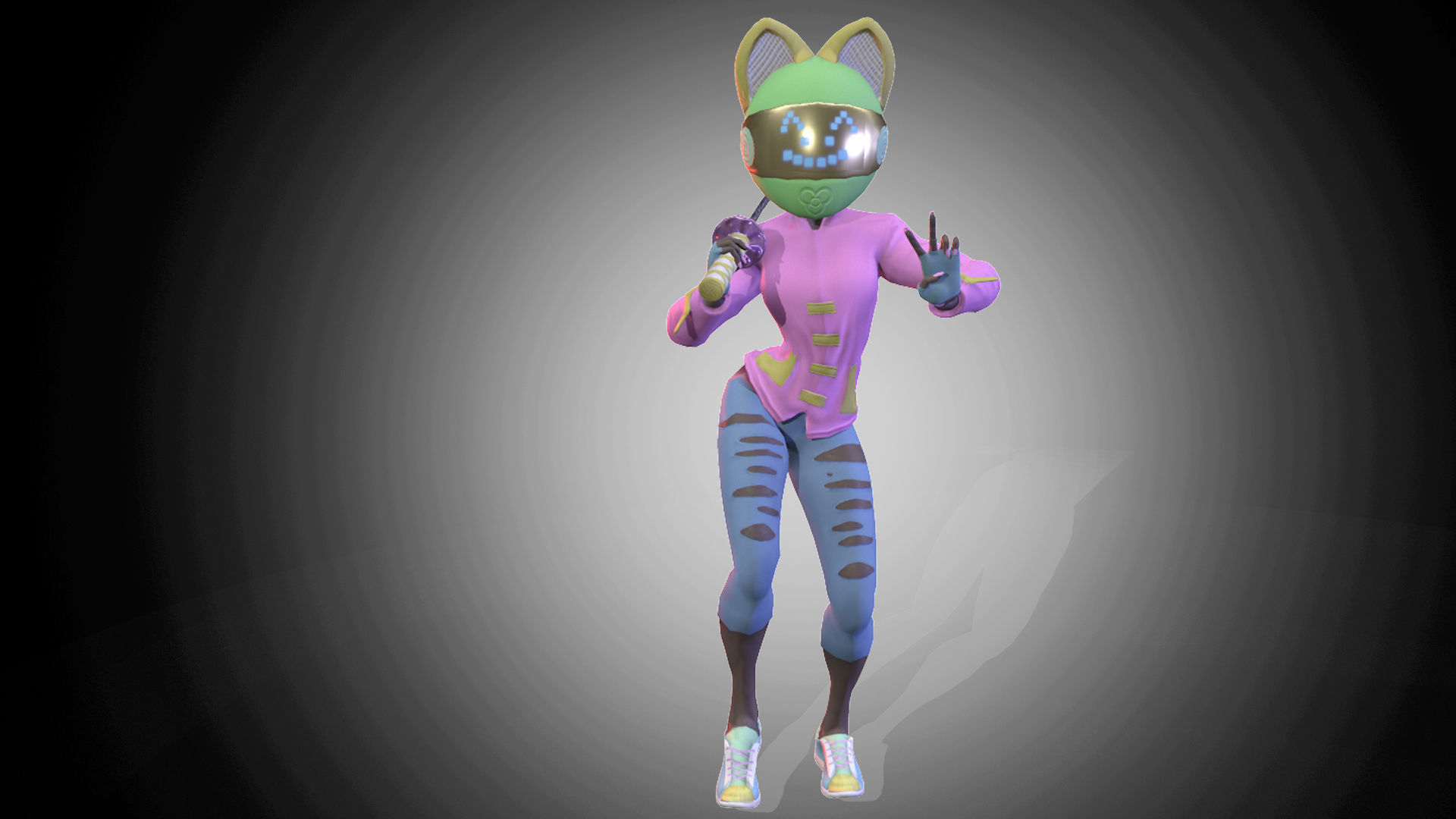 Katana Girl Low-poly 3D model_5