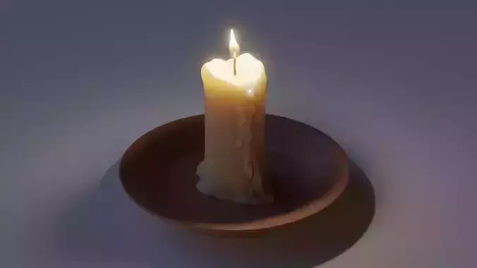 Realistic candle in bowl 3D model