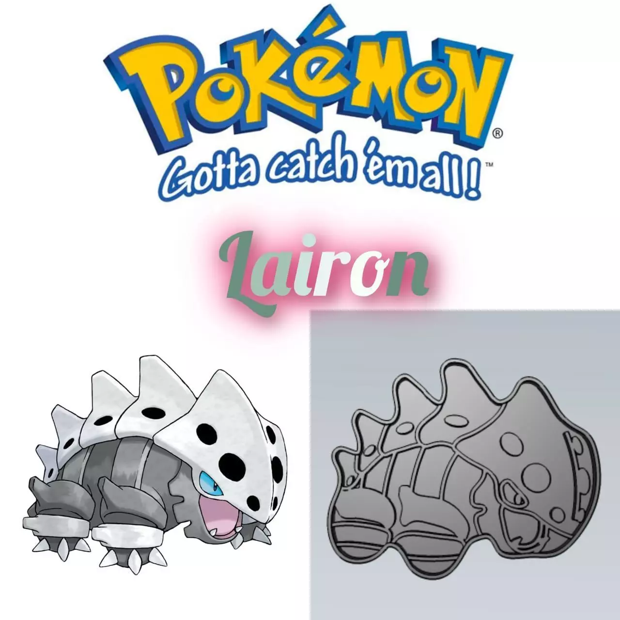 Amazing Pokemon Lairon Cookie Cutter Stamp Cake Decorating 3D model