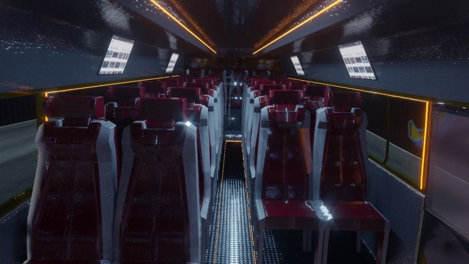 Mini Bus Low-poly 3D model_4