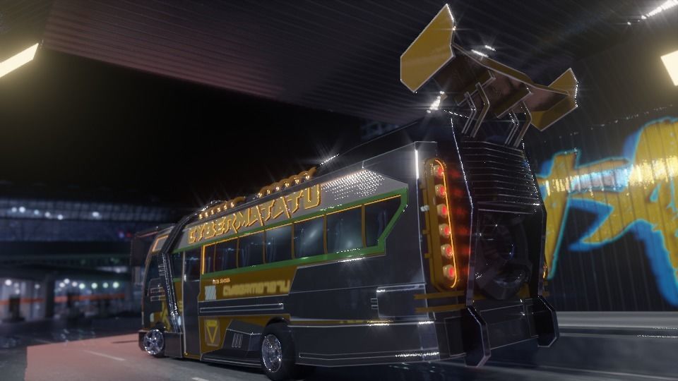 Mini Bus Low-poly 3D model_1