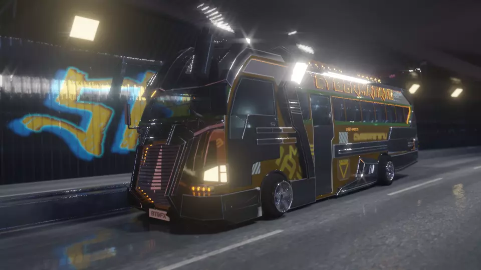 Mini Bus Low-poly 3D model_0