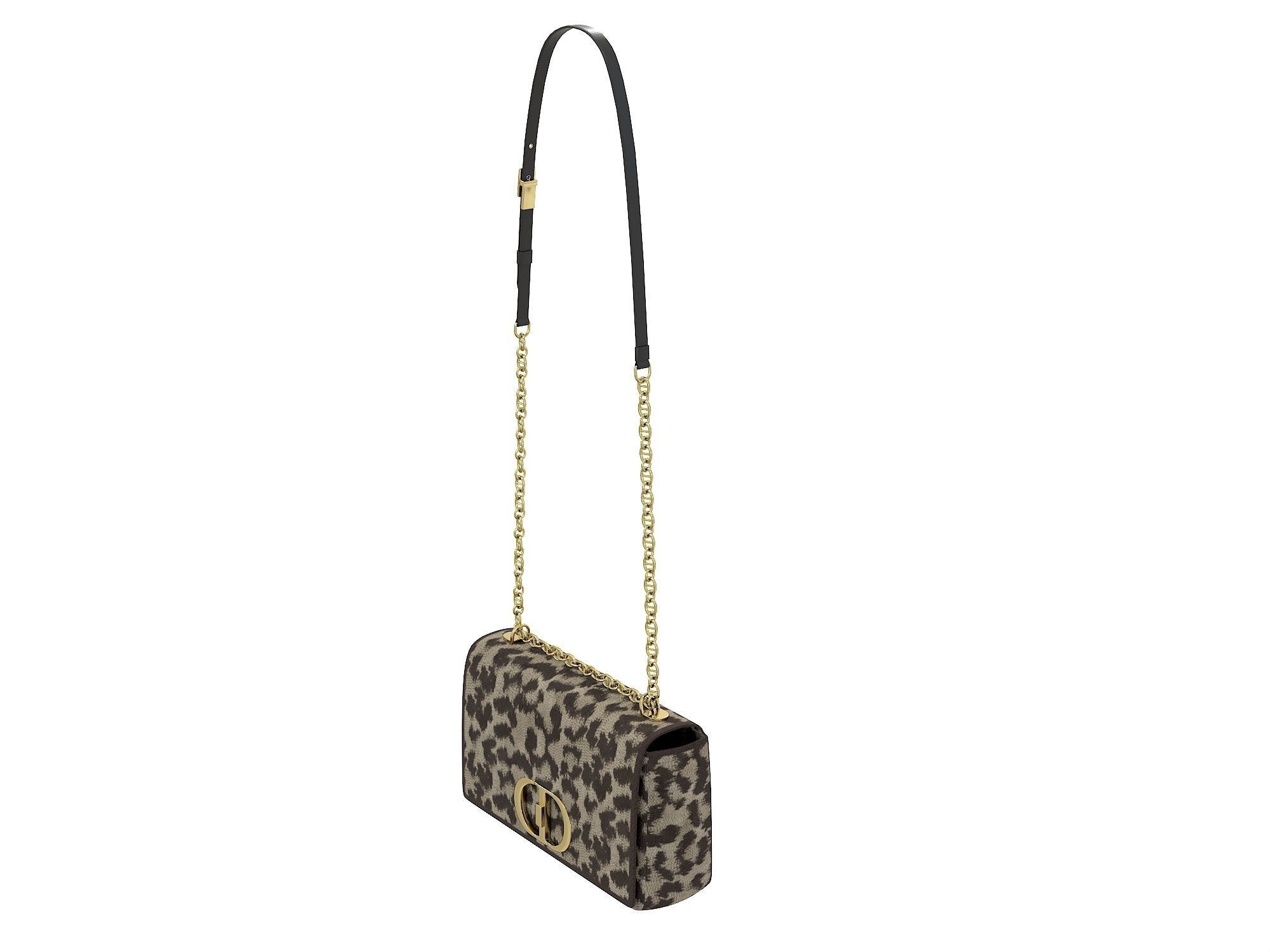 DIOR Caro Bag Brown Fabric Low-poly 3D model_6