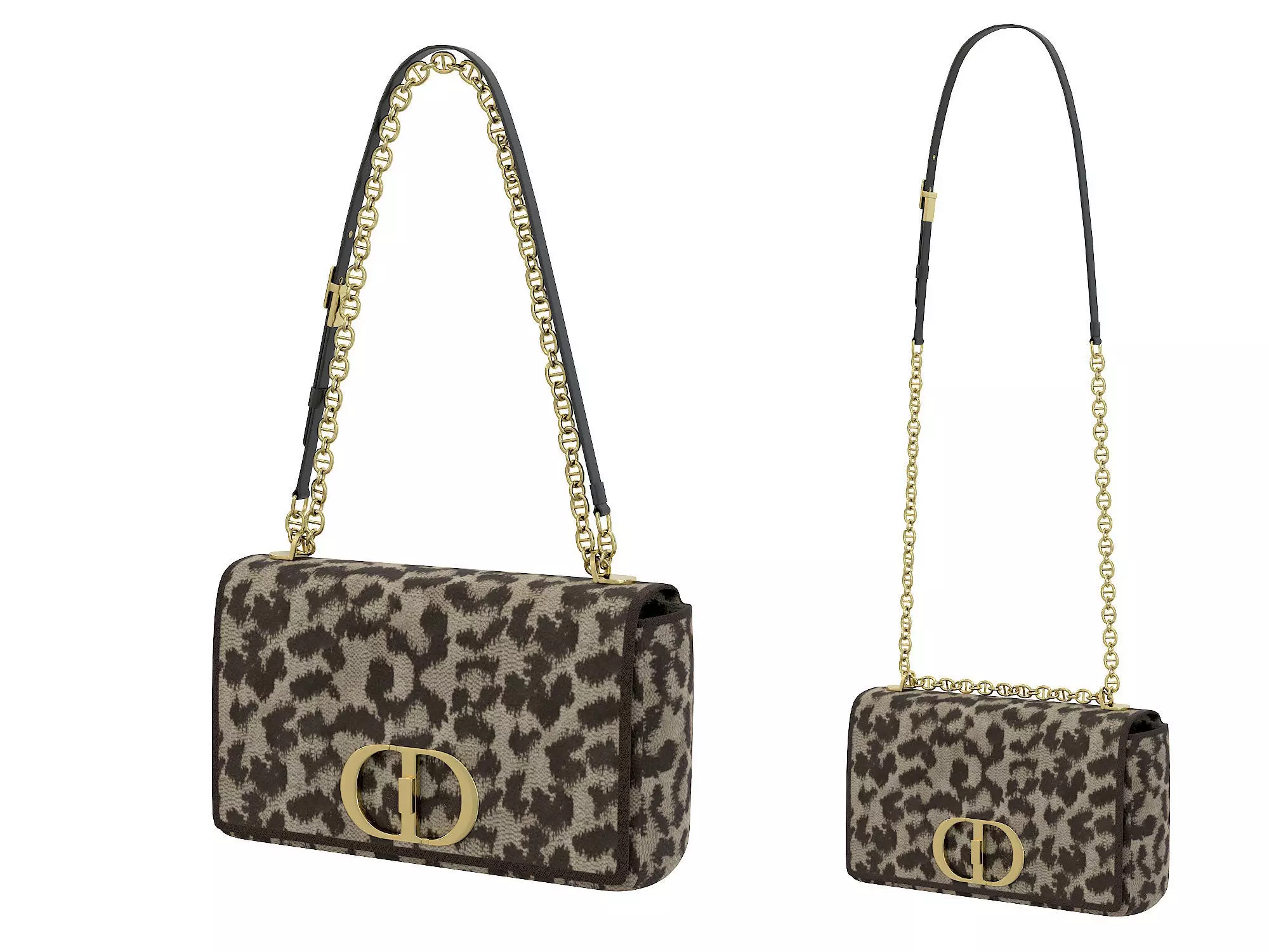 DIOR Caro Bag Brown Fabric Low-poly 3D model_0