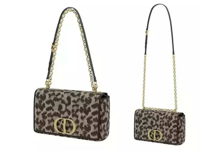 DIOR Caro Bag Brown Fabric Low-poly 3D model
