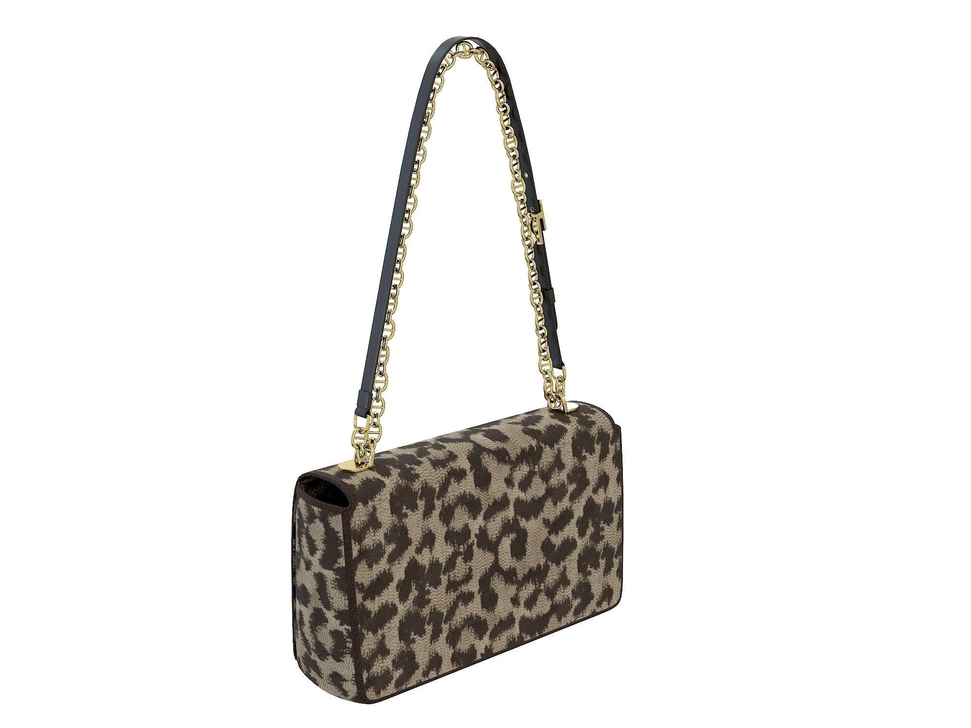 DIOR Caro Bag Brown Fabric Low-poly 3D model_2