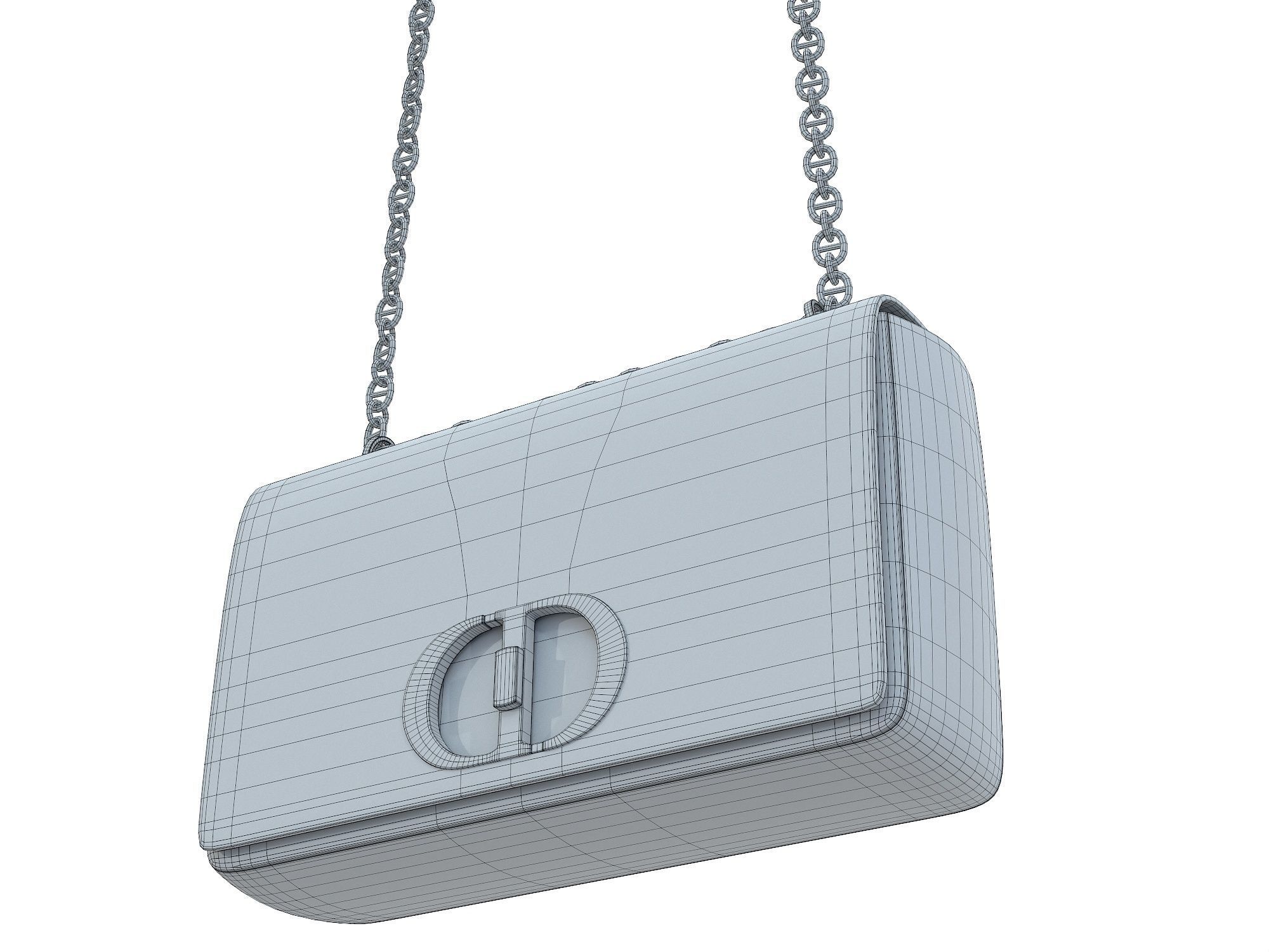 DIOR Caro Bag Gray Fabric Low-poly 3D model_13