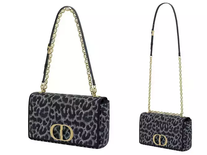 DIOR Caro Bag Gray Fabric Low-poly 3D model