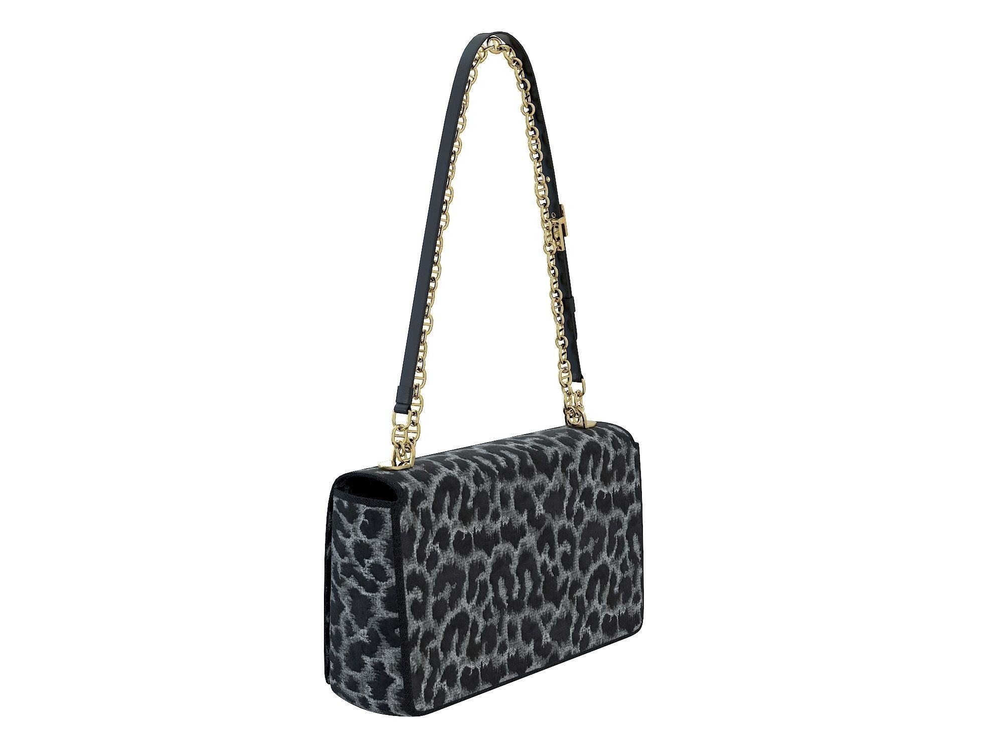 DIOR Caro Bag Gray Fabric Low-poly 3D model_2