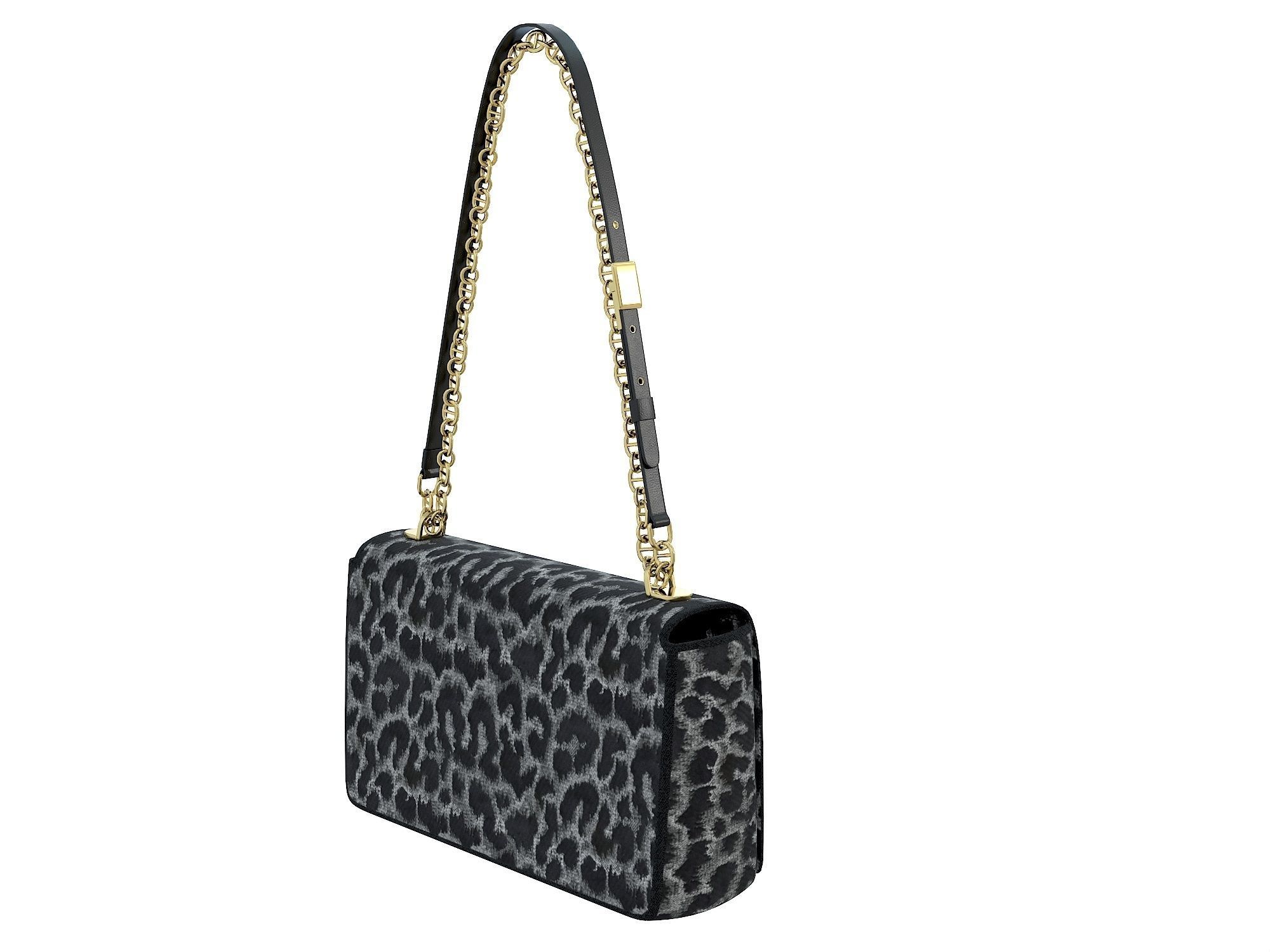 DIOR Caro Bag Gray Fabric Low-poly 3D model_3