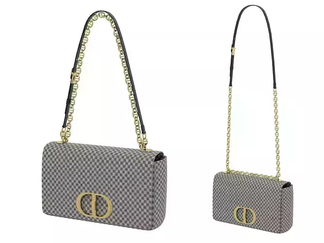 DIOR Caro Bag Gray Monochrome Low-poly 3D model