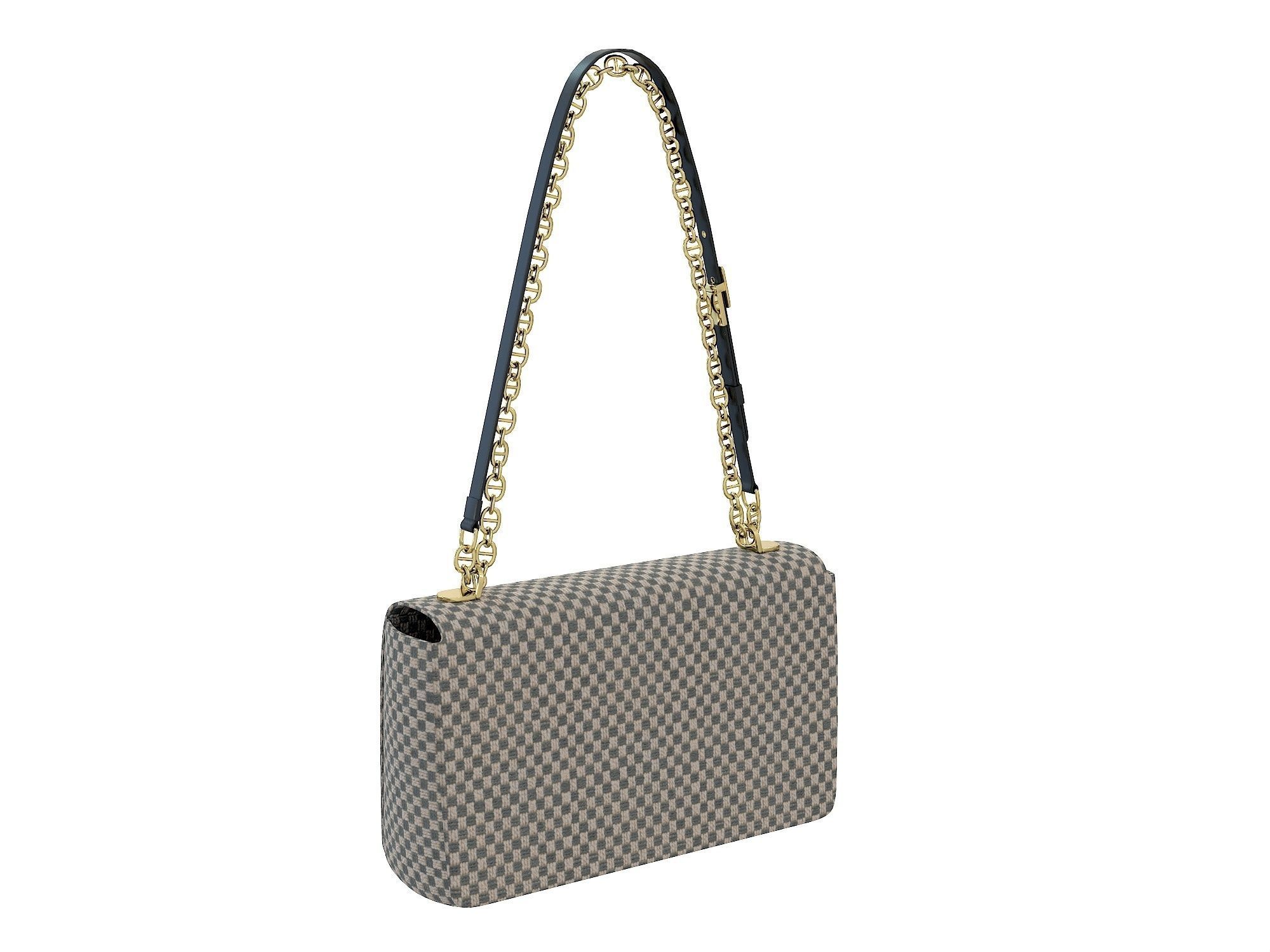 DIOR Caro Bag Gray Monochrome Low-poly 3D model_2