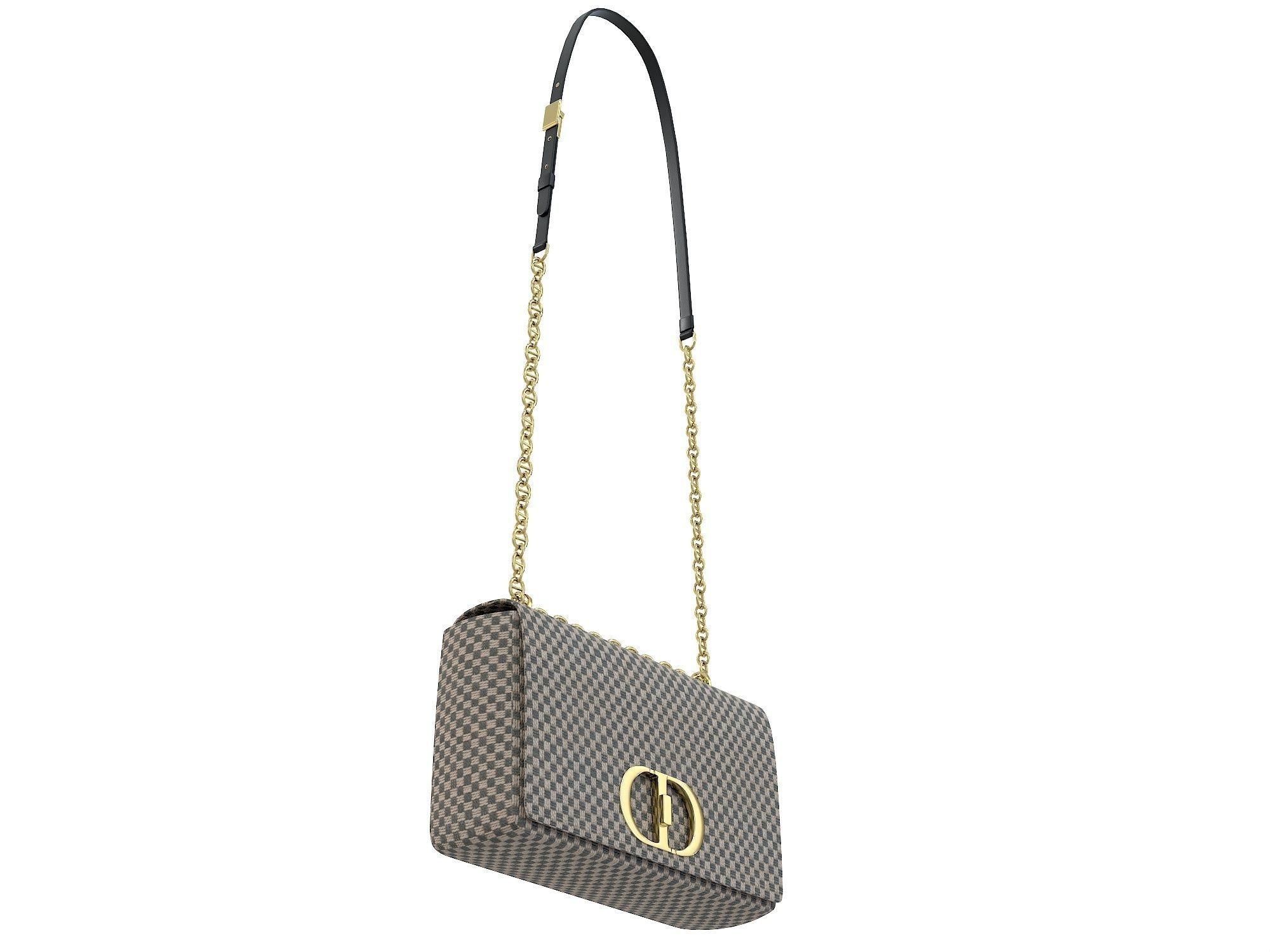 DIOR Caro Bag Gray Monochrome Low-poly 3D model_9