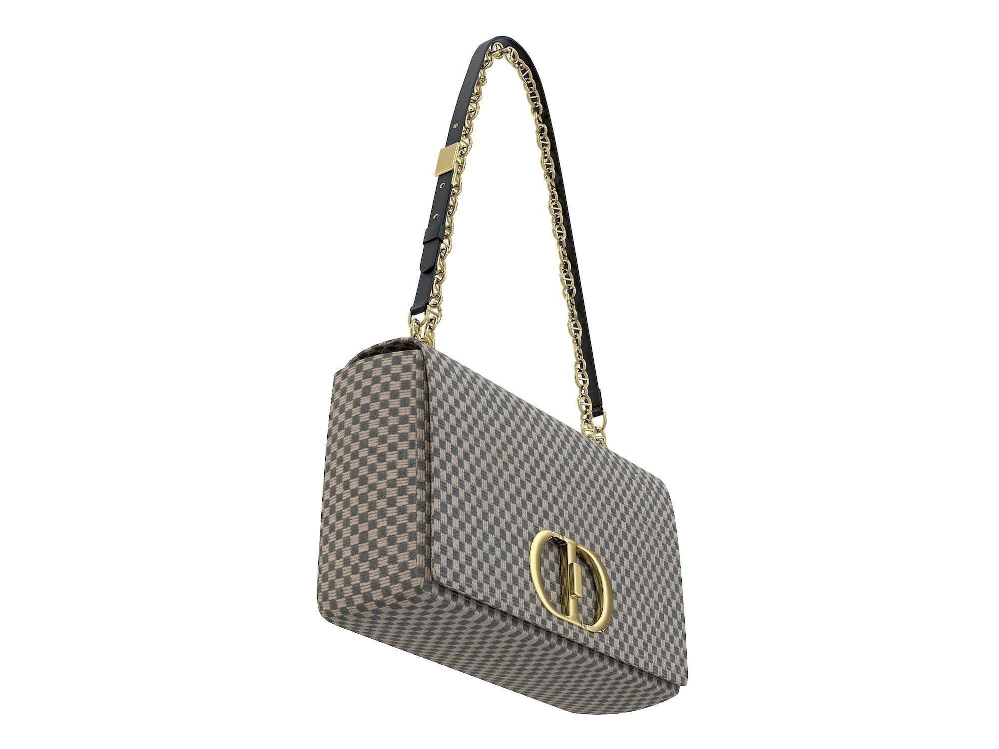 DIOR Caro Bag Gray Monochrome Low-poly 3D model_3