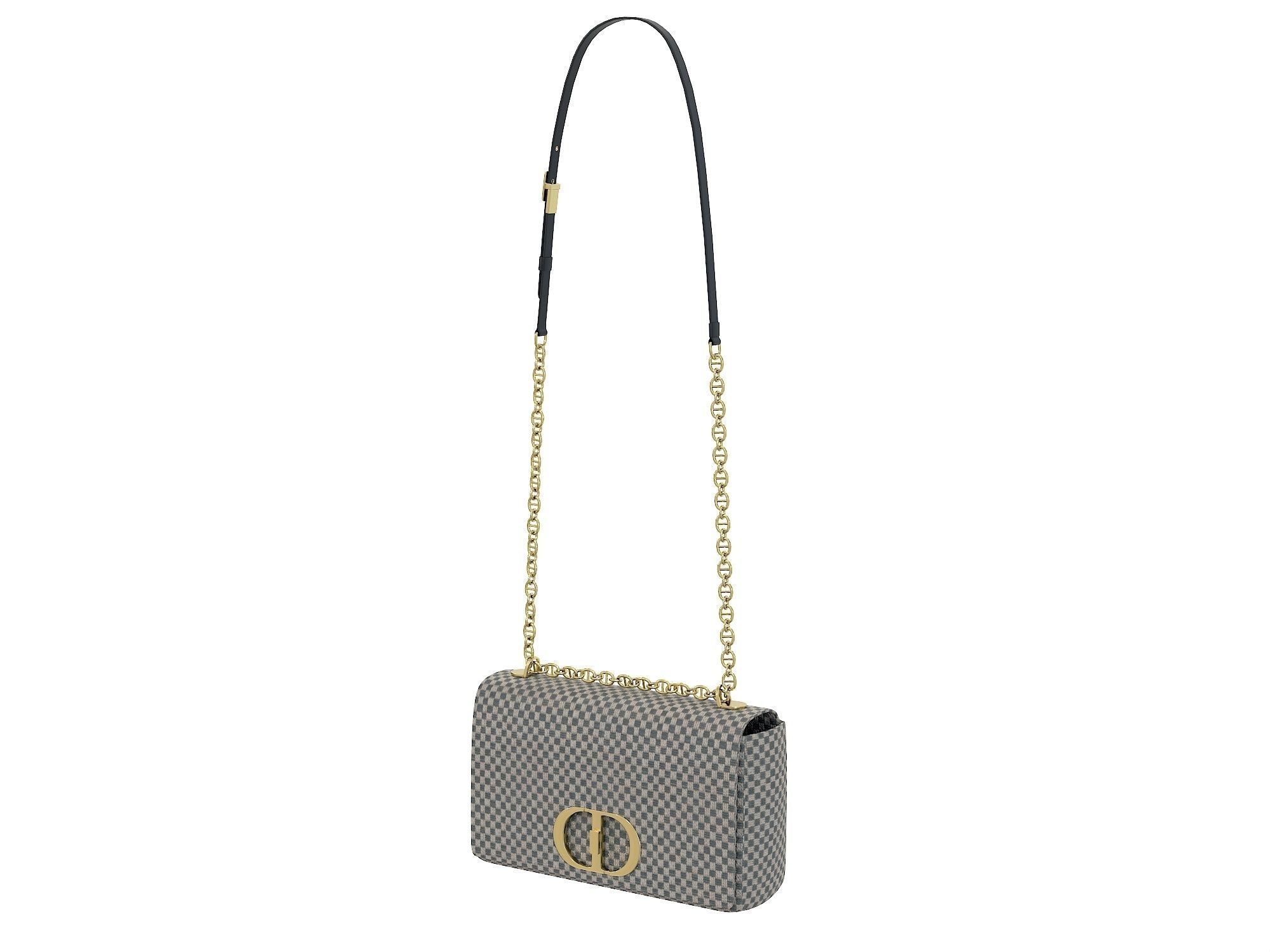 DIOR Caro Bag Gray Monochrome Low-poly 3D model_5