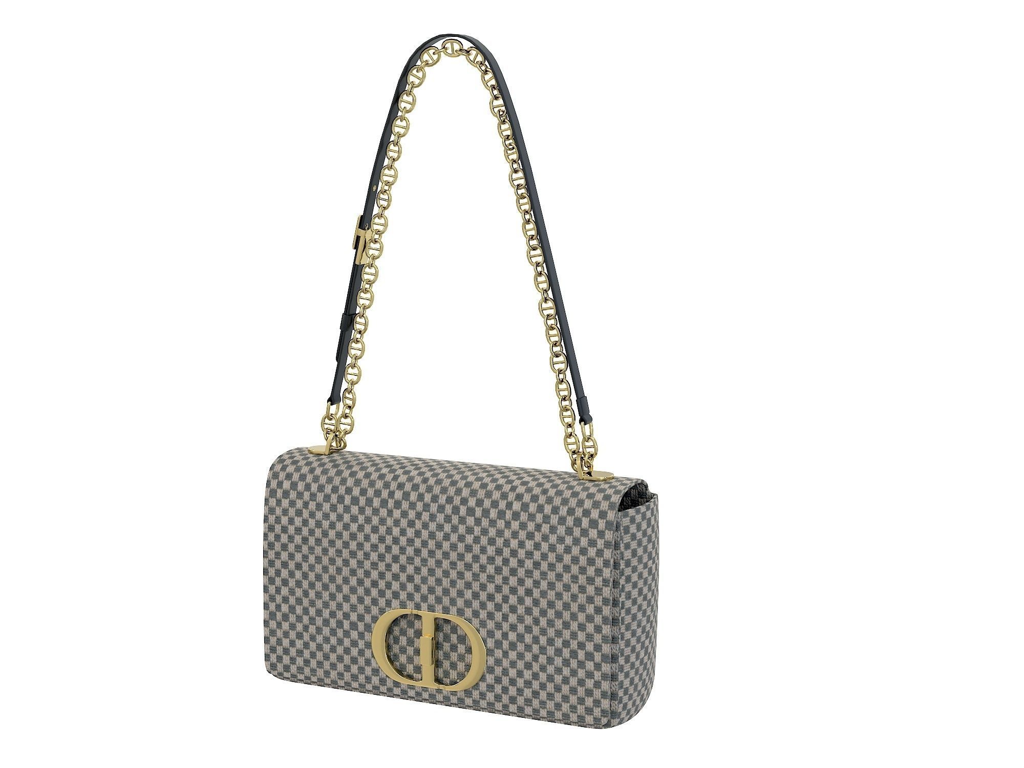 DIOR Caro Bag Gray Monochrome Low-poly 3D model_4