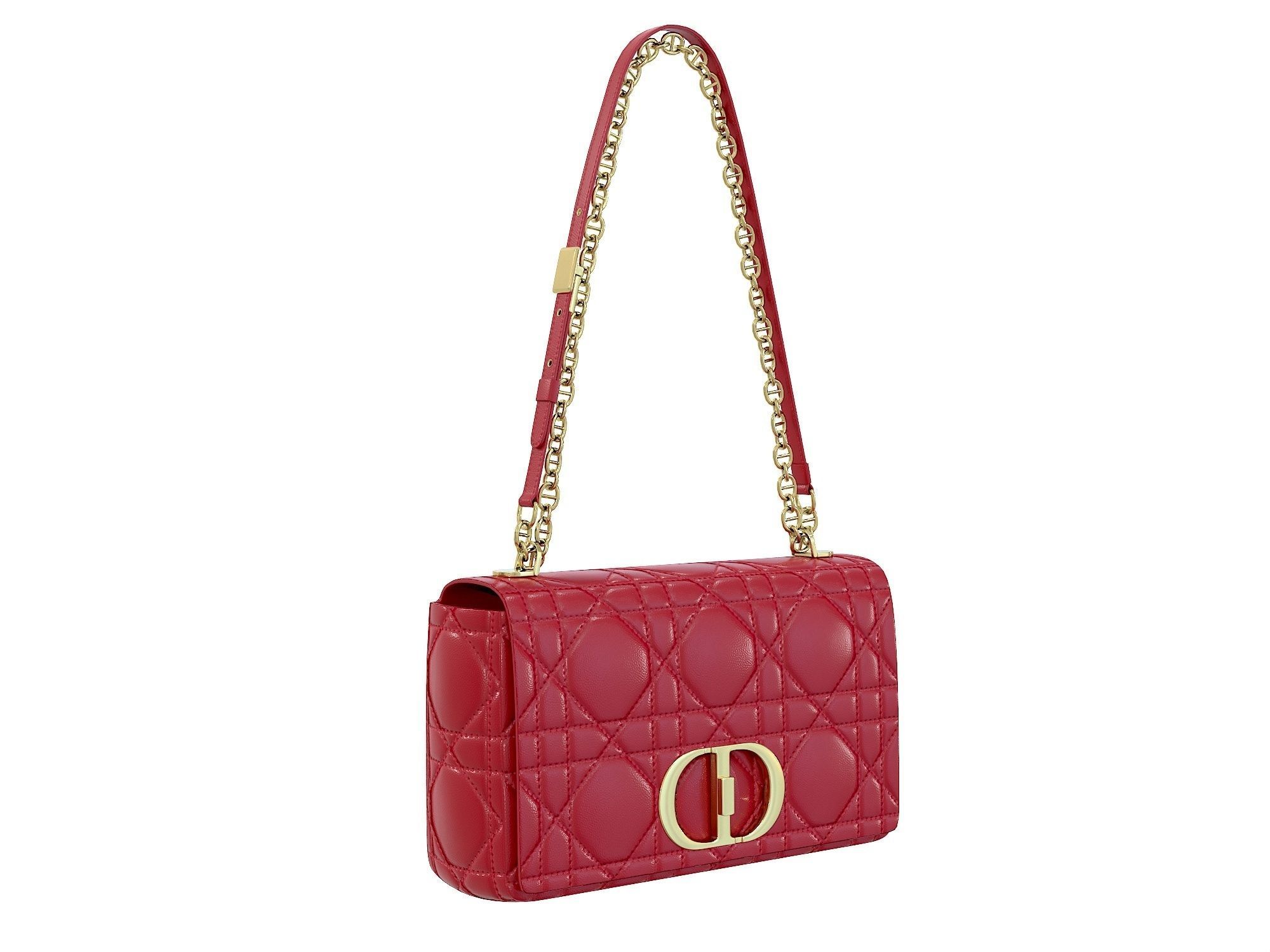 DIOR Caro Bag Red Low-poly 3D model_2