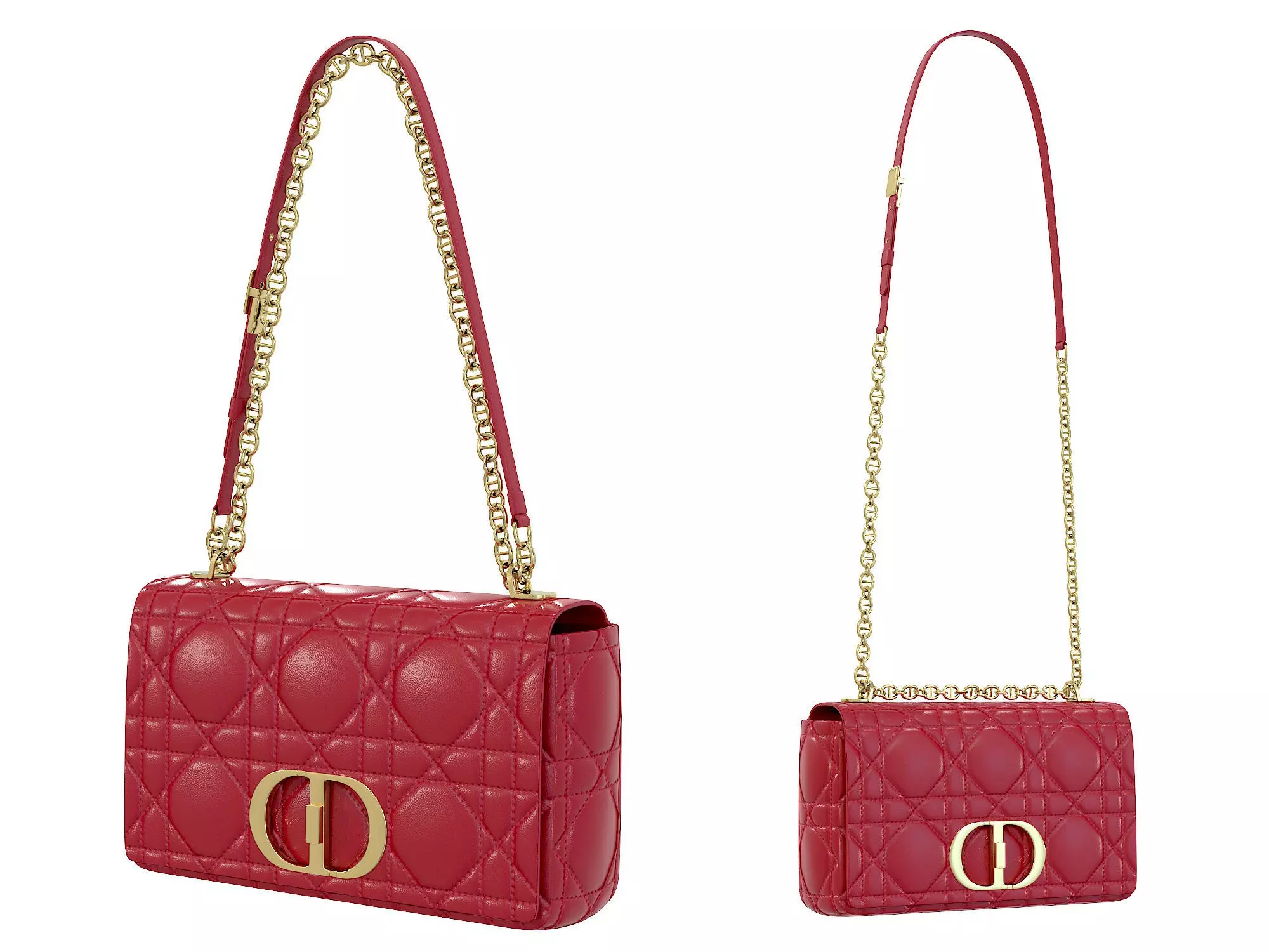 DIOR Caro Bag Red Low-poly 3D model_0