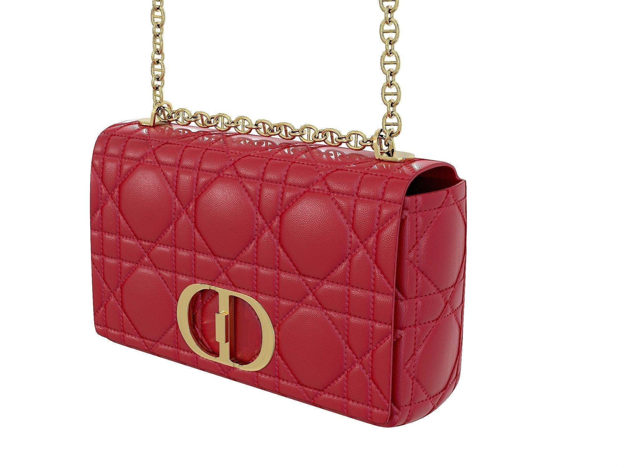 DIOR Caro Bag Red Low-poly 3D model_7