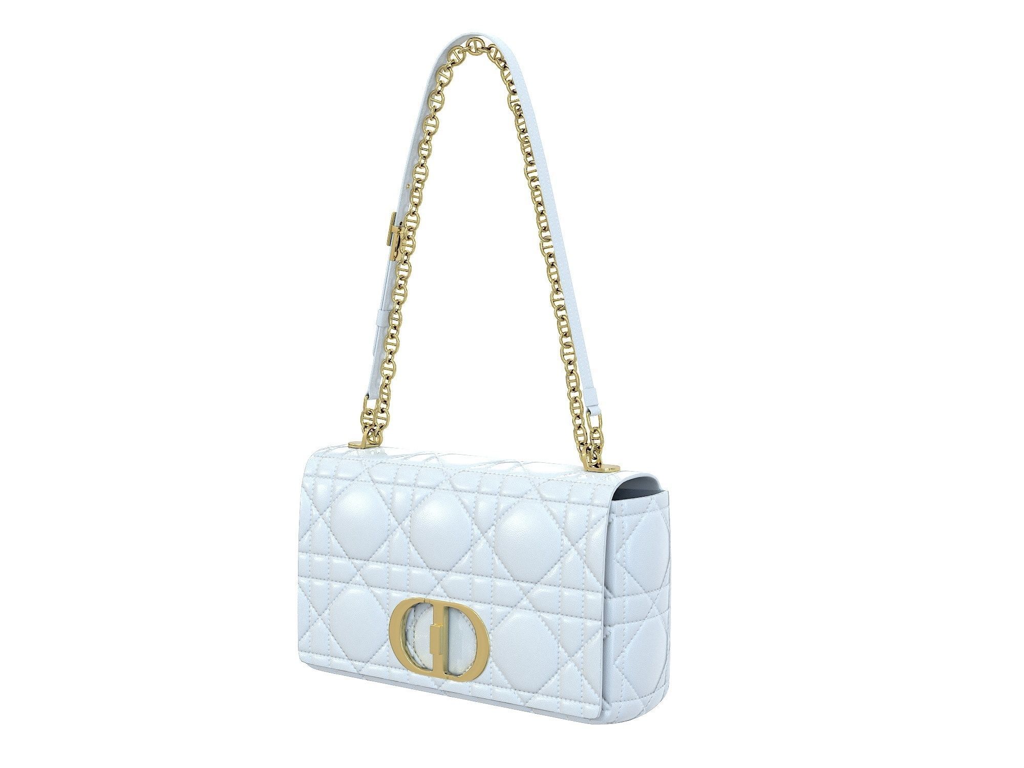 DIOR Caro Bag White Low-poly 3D model_3