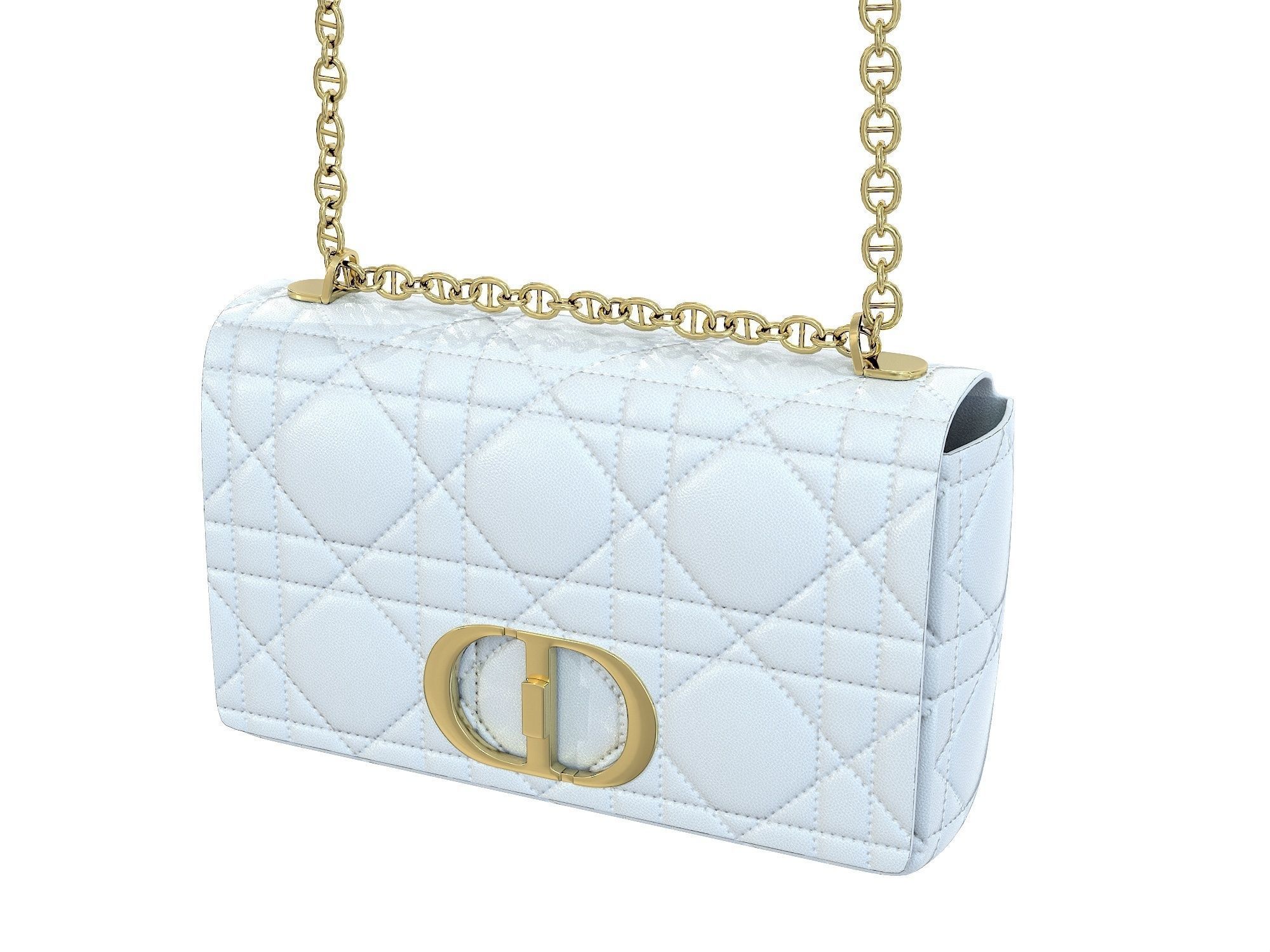DIOR Caro Bag White Low-poly 3D model_8