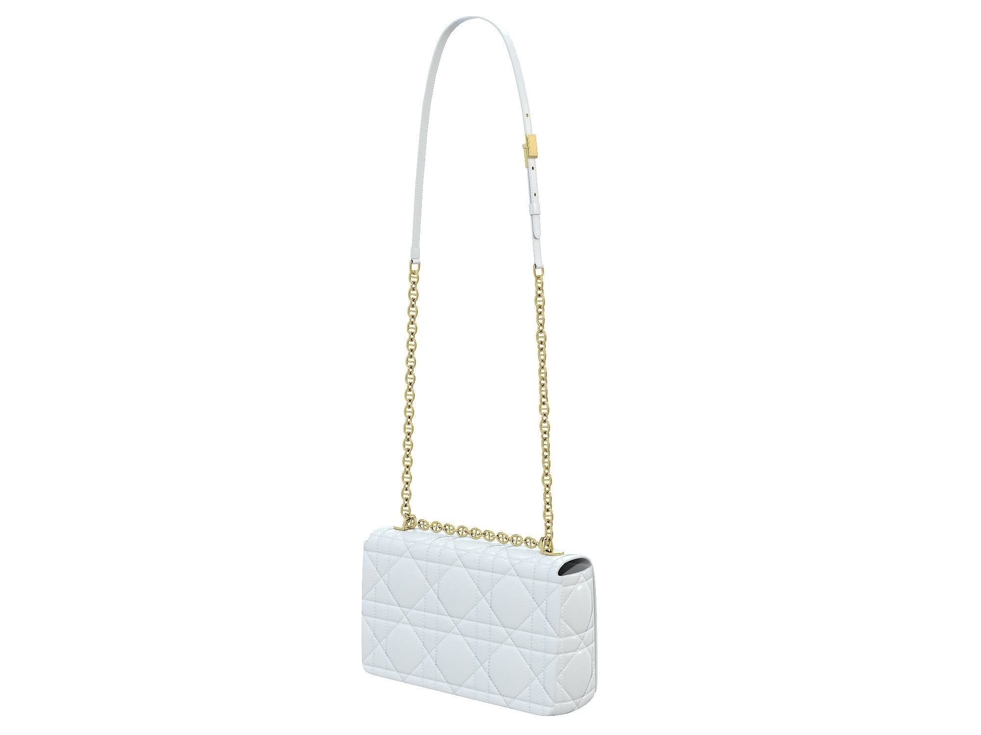 DIOR Caro Bag White Low-poly 3D model_7