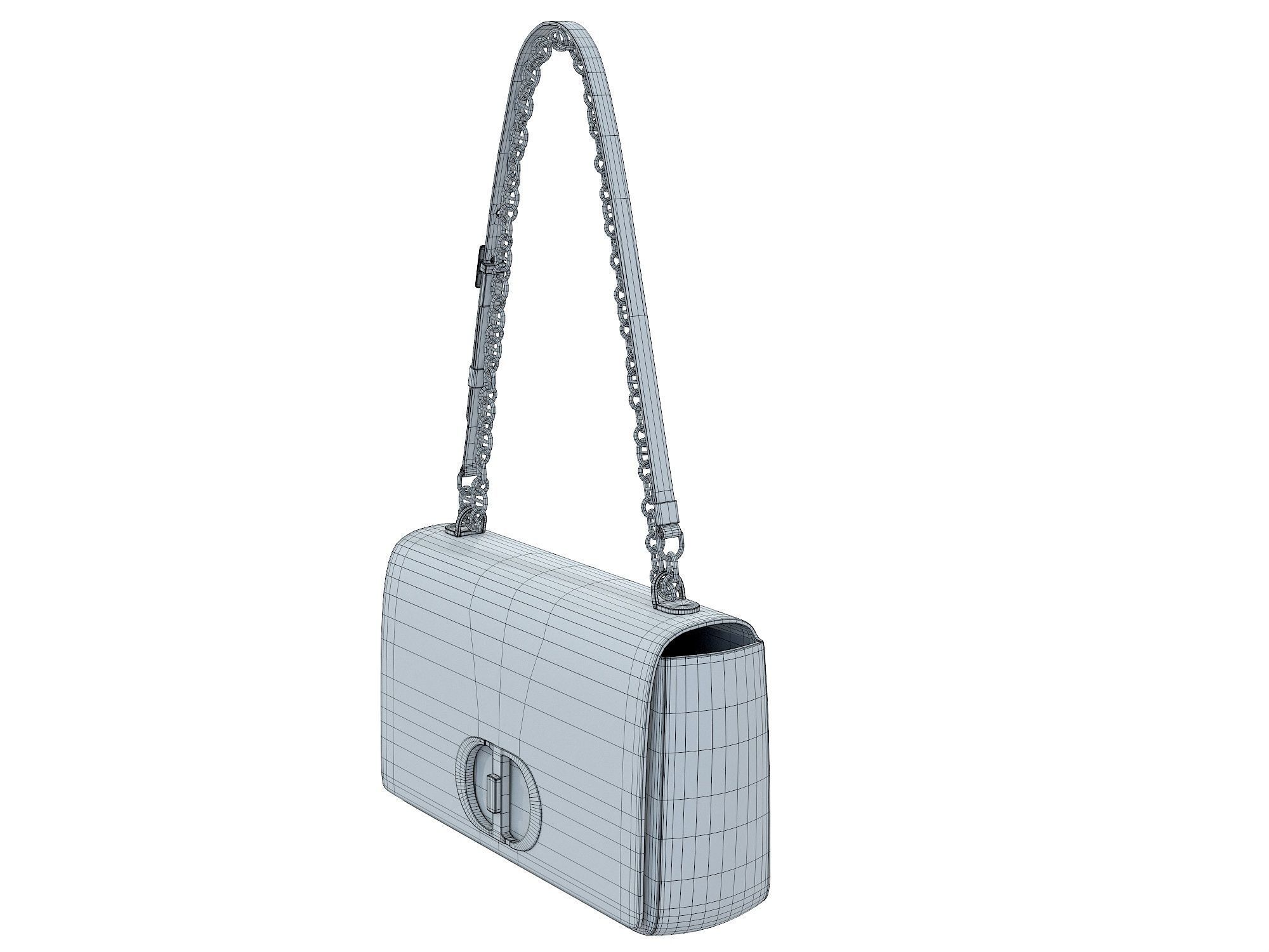 DIOR Caro Bag White Low-poly 3D model_10