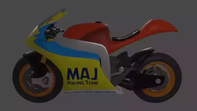 A Motorcycle Racing 3D Model Low Poly 3D model