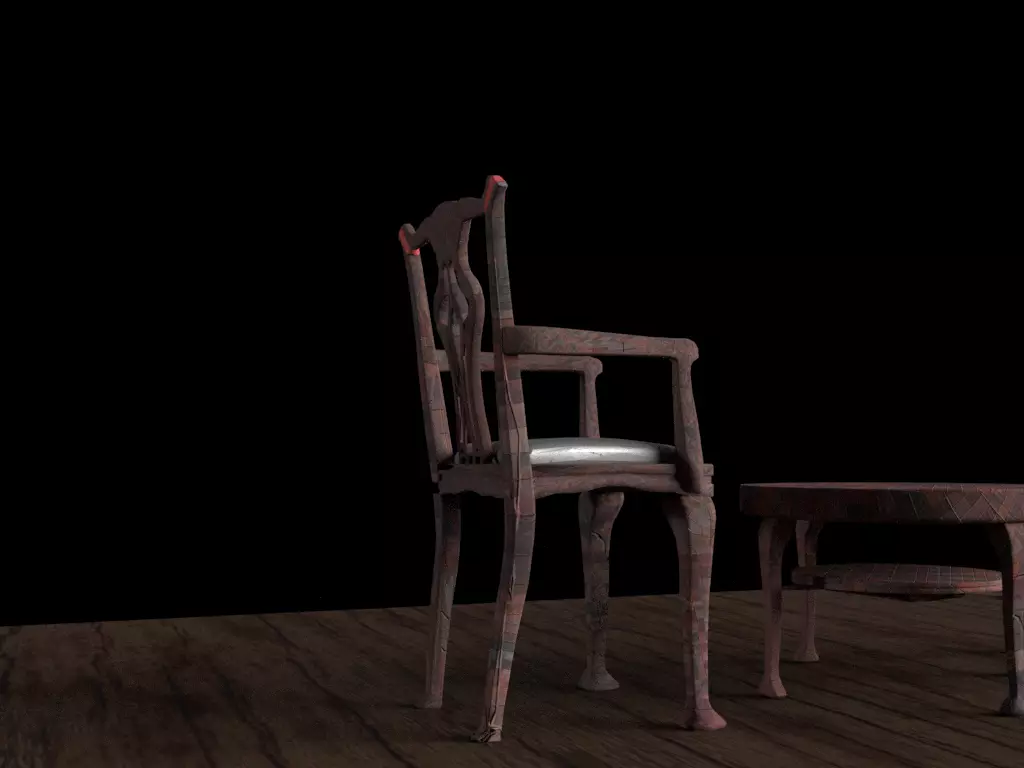 3D Historic Table and Chair Set - for game assets and Animation Free low-poly 3D model